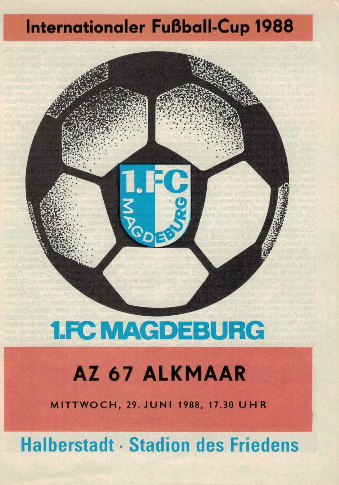AZ Programma 29-jun-1988 Magdeburg uit intertoto
